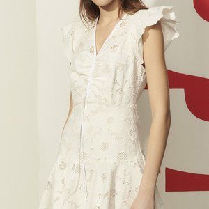 Sandro Embroidered White Flower Dress
